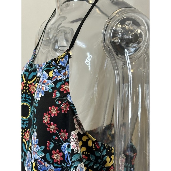 OLM Halter Top Womens Large Handkerchief Hem Floral Print Psychedelic - Picture 5 of 15